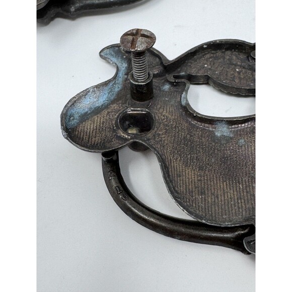 Vintage Ornate Metal Eagle Brass Plate Drawer Pull Dresser Furniture Hardware x3 - Picture 5 of 8